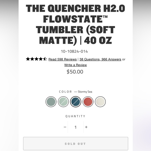 Stanley STORMY SEAS the QUENCHER H2.0 FLOWSTATE TUMBLER (SOFT MATTE) | 40 oz - Picture 4 of 4